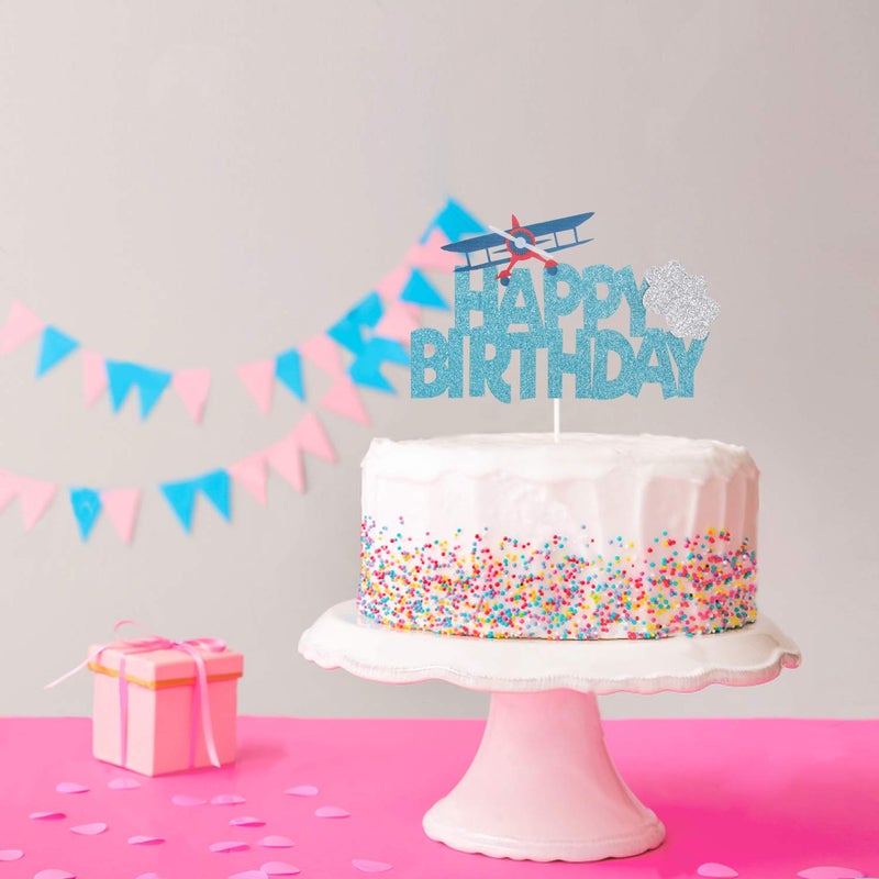 LILIPARTY Airplane Happy Birthday Cake Topper First Birthday Party Decoration Travel Theme Kids Birthday Party Supplies - Image 4
